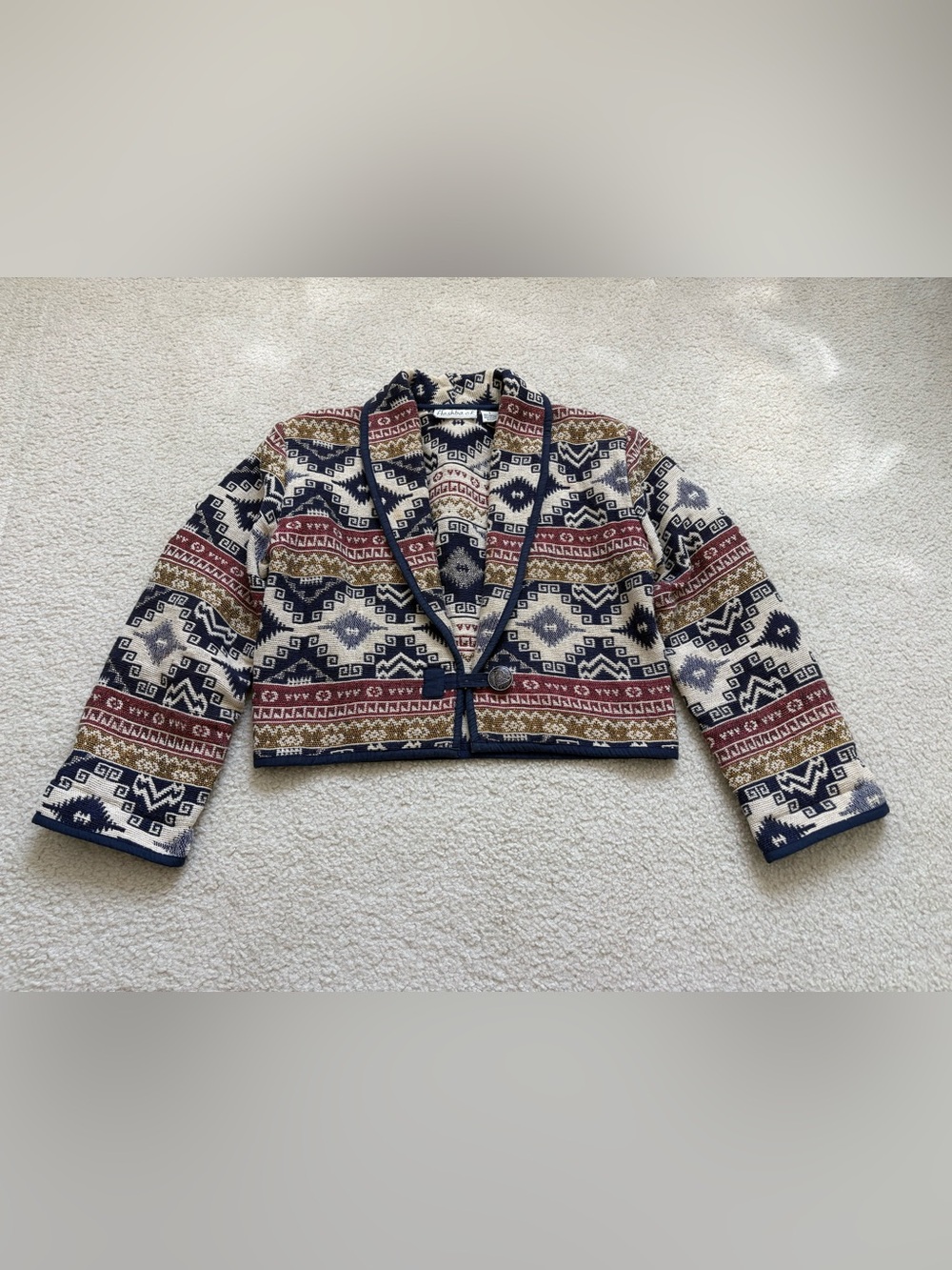 Vintage Flashback southwestern tapestry cropped jacket sz S boho western retro